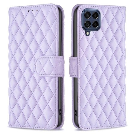 Rombuskuvioinen matta läppäkotelo Samsung Galaxy M53 5G - Violetti