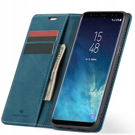 Spacecase Fodral Plånbok Galaxy S8+ Blå Ficka Skin
