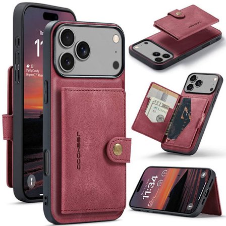 JEEHOOD iPhone 17 Pro Max Mobilskal KonstLäder Plast - Röd