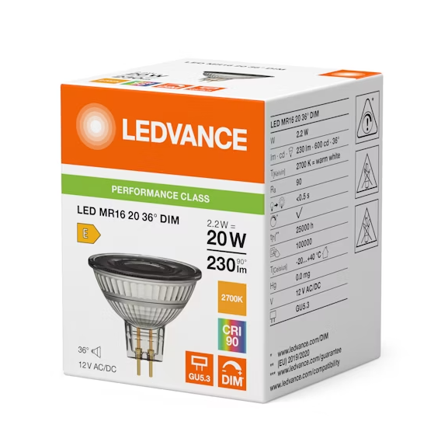LEDVANCE LEDspot MR16 20 DIM 230lm 927 GU5.3 P