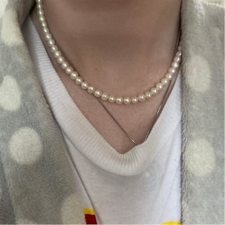 Pearl Necklace Men Simple Handmade Strand Bead Necklace 2023 New Trend