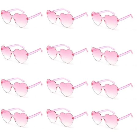 12 kpl sydän aurinkolasit naisille läpinäkyvä sydämen muotoiset aurinkolasit irtotavarana hauska aurinkolasit paketti juhlalahjoja varten Z(