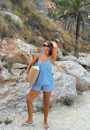 BUBBLEROOM High Waist Striped Shorts Klær