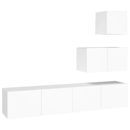 vidaXL Tv-bänk 4 delar vit konstruerat trä