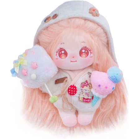 20cm Plussjedokke Langt Hår Jente Naken Humanoid Fyllt Kropp Ingen Attributt 8"