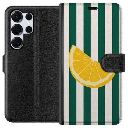 Kompatibelt Plånboksfodral till Samsung Samsung Galaxy S25 Ultra Citronmönster gul citrusfrukt sommar köksmönster retrodesign tapet inspiration fr