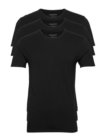 Slhnewpima Ss O-Neck Tee B 3 Pack T-shirts Short-sleeved Svart Selected Homme