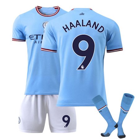 -23 Manchester City hjemme nr. 9 Haaland fotballdrakt for voksne barn, ungdomsfotballdrakt W