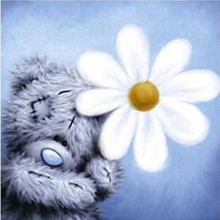 30 x 40 cm ,björn och tusensköna Diamond painting Broderi Diamant Pa