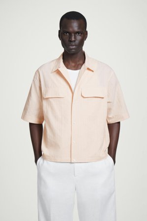 COS Men's Relaxed Flap-Pocket Utility Shirt in Orange