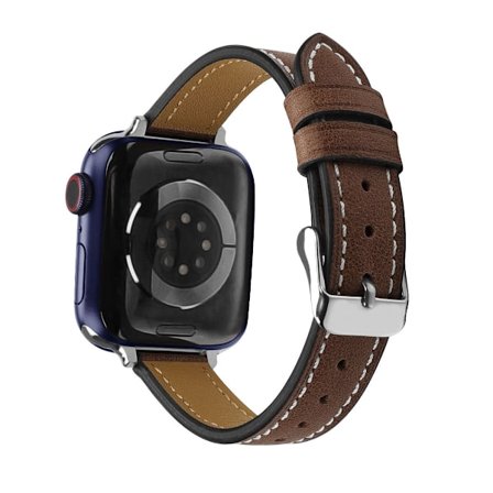 Kellon ranneke Apple Watch iWatchille Tummanruskea vahattu nahka 42/44/45/49/46mm