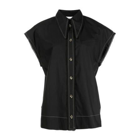 Ganni, Cotton Poplin Shirt Czarny, Kobieta, Rozmiar: S