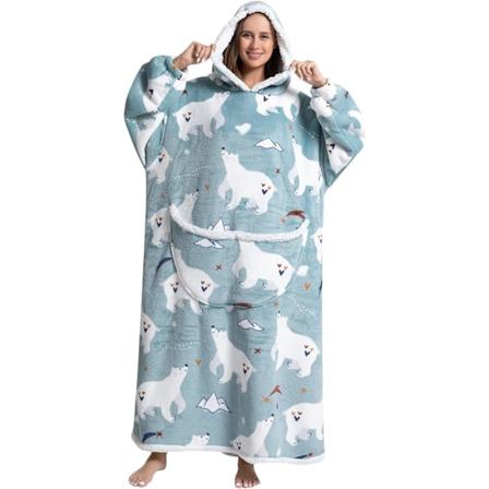 Ylisuuri Huppari Sherpa L mmin Talvipeitto Pidempi ja Paksumpi Huppari Huppari Y puvut Pyjamat Miehille Naisille, Karhu, Yksi Koko