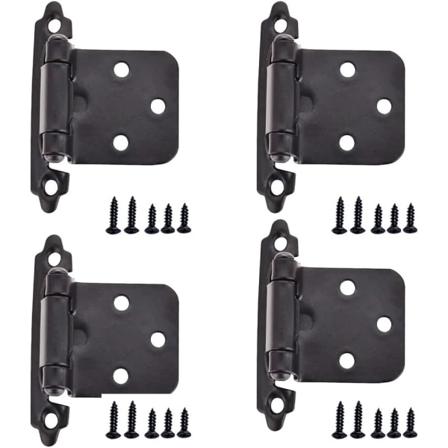 Sett med 4 selvlukkende skaphengsler, 270° fjærhengsler med demper, dørhengsler med skruer, for garderobeskapsdører (svart) - WELLNGS