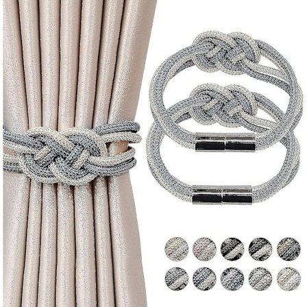 Hjemme 2-pakks Magnetiske Gardinbinder, Beige + Gull