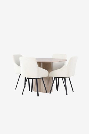 Venture Home - Spisegruppe Olivia med 4 stole Rosie - Hvid - Spisebordssæt 4 personer - Fra Homeroom