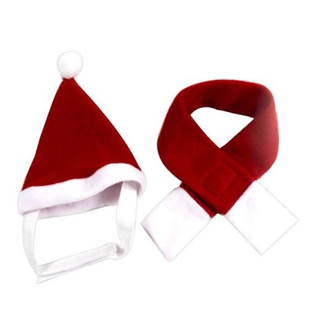 Julekostume til kat, hat- og halstørklædesæt til at holde varmen - 3 stk. kæledyrstøj, juletilbehør