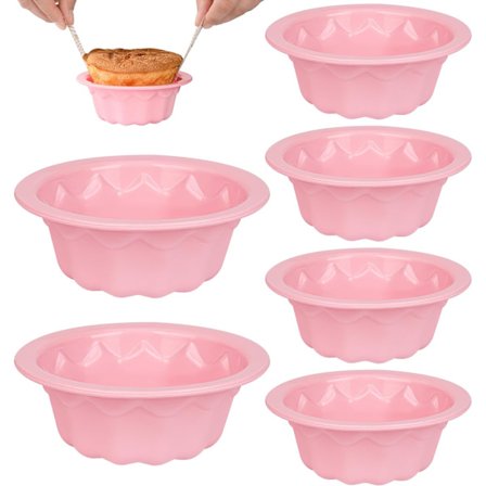 6 stk Silikonformer for Sukkerbrød, Kakeform, 4 tommer Små Runde Kakeformer, Non-Stick Runde Kakeformer med Hull for Kaker, Cupcakes