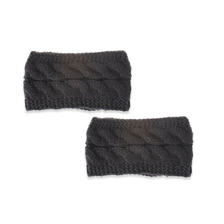Vinterhodeband for kvinner, vindtett strikket og heklet, brede ørevarmere