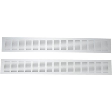 Sett med 2 rektangulære ventilasjonsgitter i aluminiumslegering for skap, skoskap, 80 x 550 mm skap