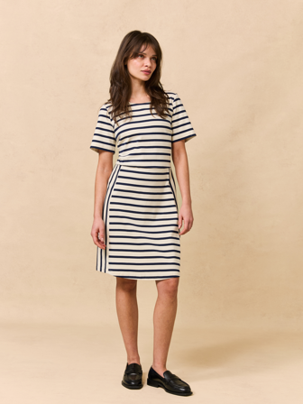Jean Paul Femme - Grace stripet kjole - Dame - Hvit - Kjoler - XXL