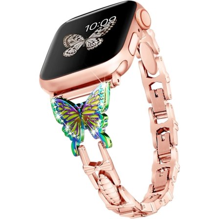 Klokkereim for Apple Watch iWatch 42/44/45/49mm Fantasy Butterfly Rose Gold Band - Single Egg