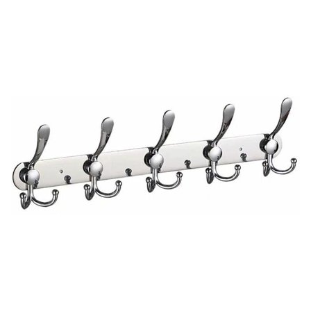 Pitkä seinälle kiinnitettävä naulakko, 5 kolmea koukkua takkien ripustamiseen, seinänaulakot, seinälle kiinnitettävä naulakko, koukku vaatteille, 