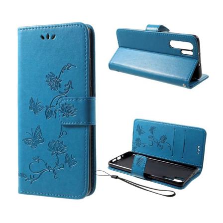 Huawei P30 Pro Avtryck Fjäril Blomma Läder Flipfodral -