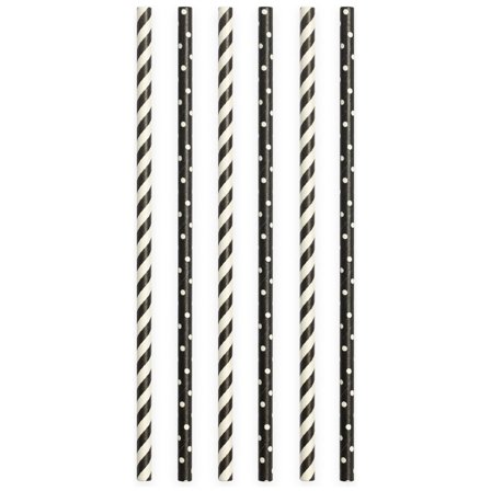 Paperiset Juomapillit Musta & Valkoinen 20-pack