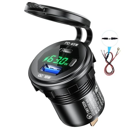 45W Type C Pd+18W For Qc 3.0 USB-lader Med Bryter Voltmeter Telefonlading So