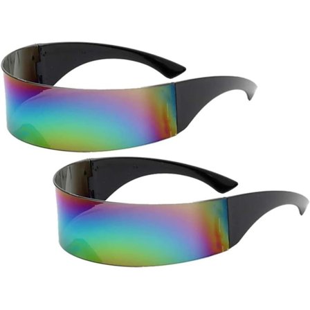 2 stk Futuristiske Briller Prom Briller Fremtidig Soldat Rom Alien Robot Solbriller Metallisk Sølv for Festlig Cosplay Kostyme (Farge)