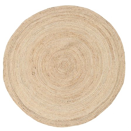 Indoor/Outdoor Rug Plain (Single Colored) Small Solana Plain Jute - Beige Ø 150 In Rustic Style