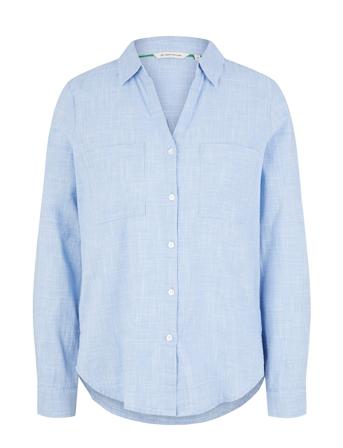 Blouse With Slub Structure Tom Tailor Blue