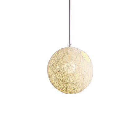 Vit Bambu, Rotting och Hampboll Ljuskrona Individuell Kreativitet Sfärisk Rottingbo Lampskärm