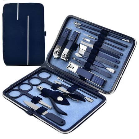 Negleverktøy 18-delt sett Døde hudfjerning Verktøy Negleklipper Negleklipper Negleklipper Blå eske 18-delt sett