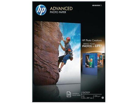 HP Advanced Glossy Photo Paper - Blank - A4 (210 x 297 mm) - 250 g/m² - 25 ark fotopapir - for Deskjet Ink Advantage 52XX; Envy 50XX; Ink Tank 319;