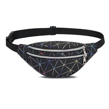 Midjeveske, Skinnende Belteveske Bumbags For Damer Reise Fest Sport Løping Vandring (1pc Svart)