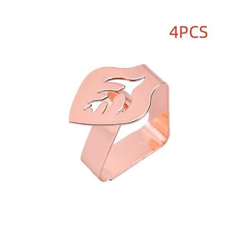 1 stk/4 stk rustfrit stål dugklemme dekorative blade dugklemmeholder borddækselklemmer til picnic BBQ bryllupsindretning 4pcs rose gold A