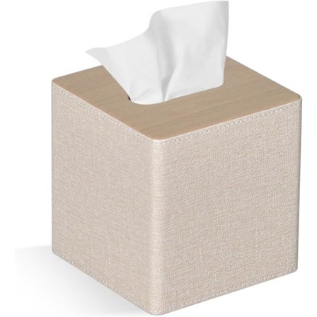 Firkantet Serviettbeholder i PU-lær for Kommode Baderomsinnredning Beige