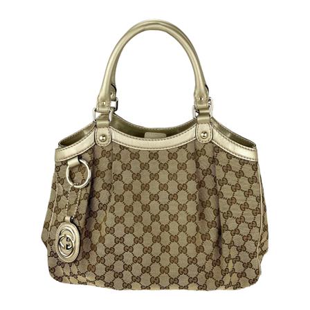 Gucci Vintage, Pre-owned Bag Rare Sukey Medium Original Gg Canvas Champagne Tote B297 Bruin, Dames, Maat:ONE Size,leather