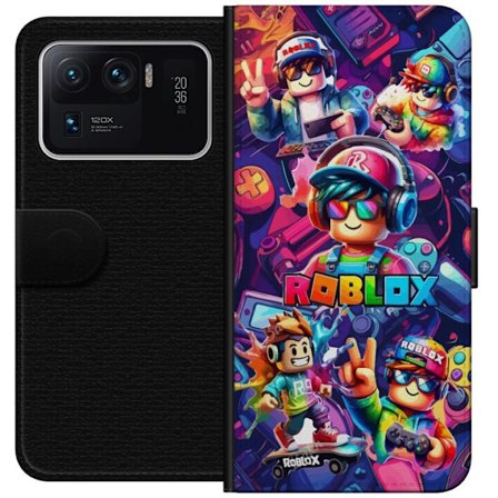 Kompatibel Tegnebogsetui til Xiaomi Xiaomi Mi 11 Ultra Farverig Roblox gaming gruppe med hovedtelefoner, controllere og neonfarver perfekt til børn o