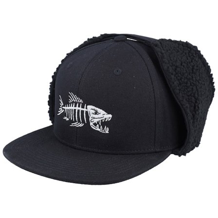 Skillfish - Fish Bones Earflap Snapback Ear Flap Earflap Black Cap - @ Hatstore