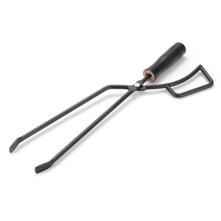 Fire Tongs with Insulated Wooden Handle, Improved Grip, Wood Grips, Firewood Splitter, Camping Accessories, Black