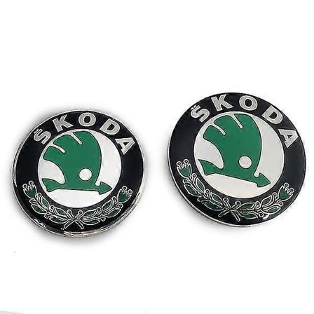 Bil emblem 2 stk for Skoda modeller 90mm 80mm emblem panser og bagasjelokk B