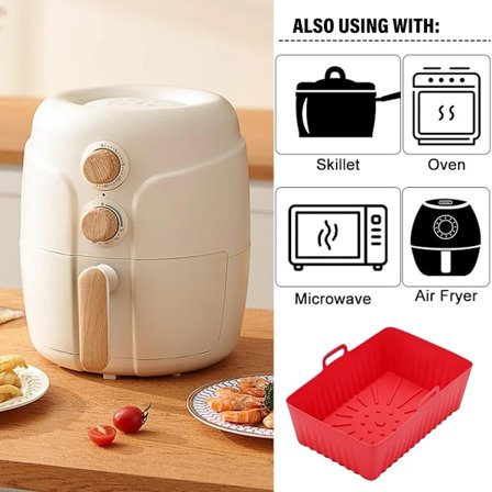 Air Fryer Silikonform, Rektangulär Silikonbehållare för Air Fryer, Silikonbricka för Air Fryer röd