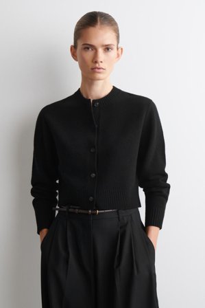 COS Women's Merino Wool Cardigan Sweater in Black
