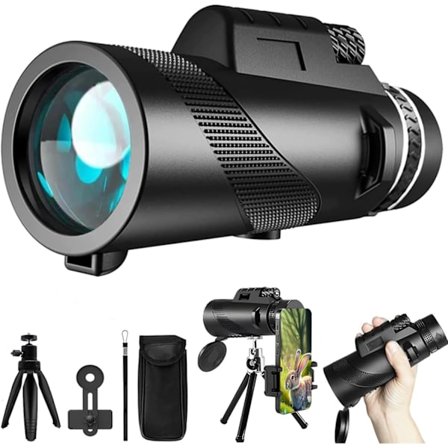 2025 Senaste Modell 80x100 Monokulärt Teleskop med Smartphone Adapter Stativ, Högeffekts Monokularer för Vuxna, HD Större Vision BAK4 Pri