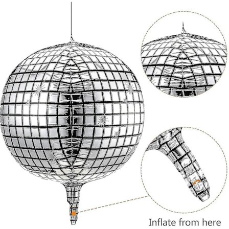 Discokulaballonger 20 stycken 22 tum 4D Discoballonger Stora Silver Laserfolie Ballong Metallisk A-yuhao