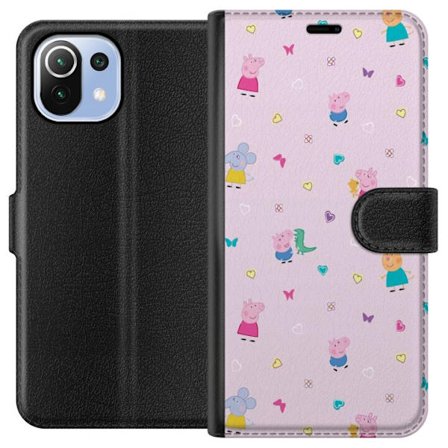 Kompatibelt Lommeboketui til Xiaomi Mi 11 Lite Mamma Gris med baby kjærlig Peppa Pig illustrasjon i myke farger for barnemotiver