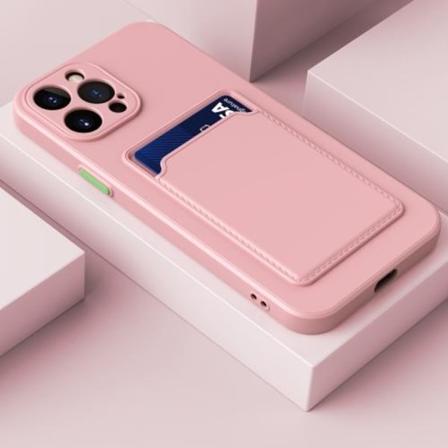 Iphone 14 Skal Tpu Med Kortfack Ljus Rosa